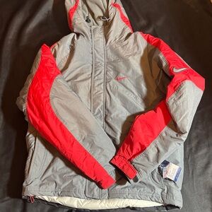 Nike Kids Puffer Jacket in Gray and Red